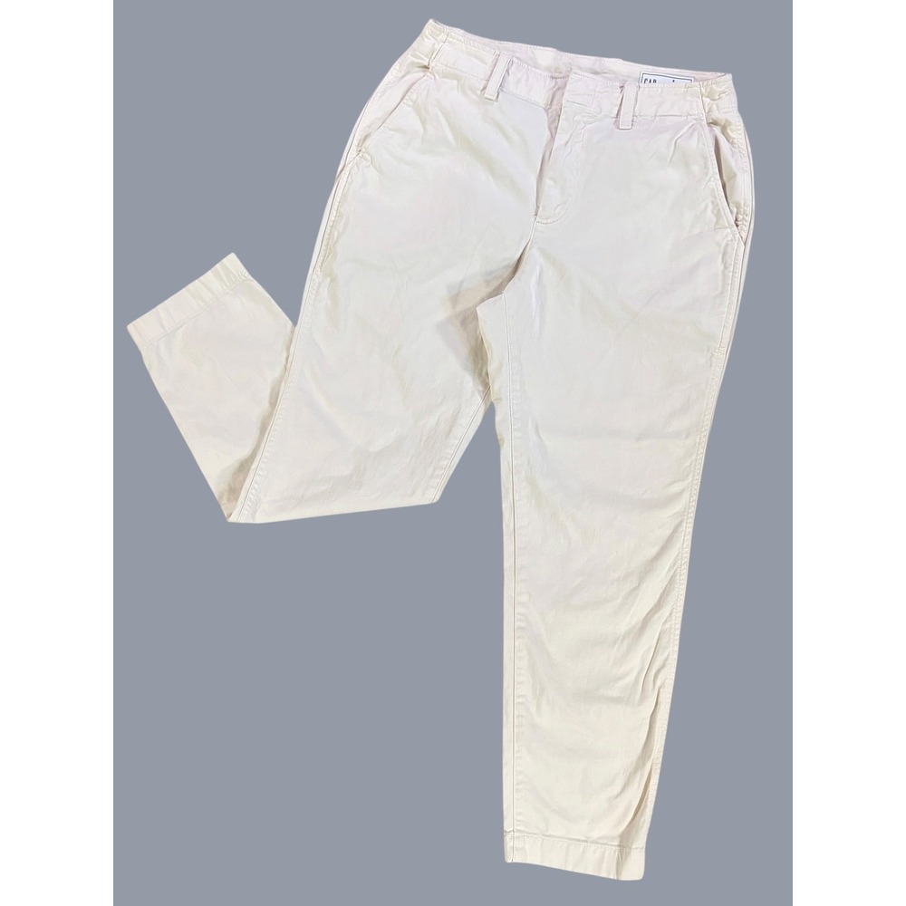 Gap Downtown Khaki Chino Pants Women's 6 Warm Ivory Straight Leg